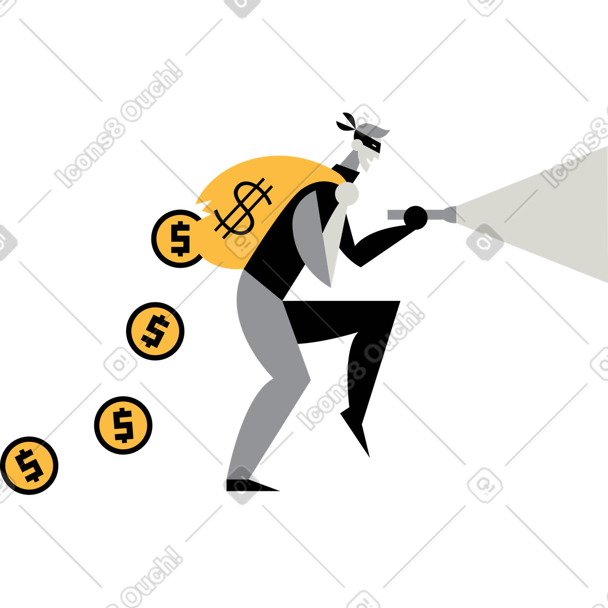 Thief illustration in Burgundy style download in PNG, SVG