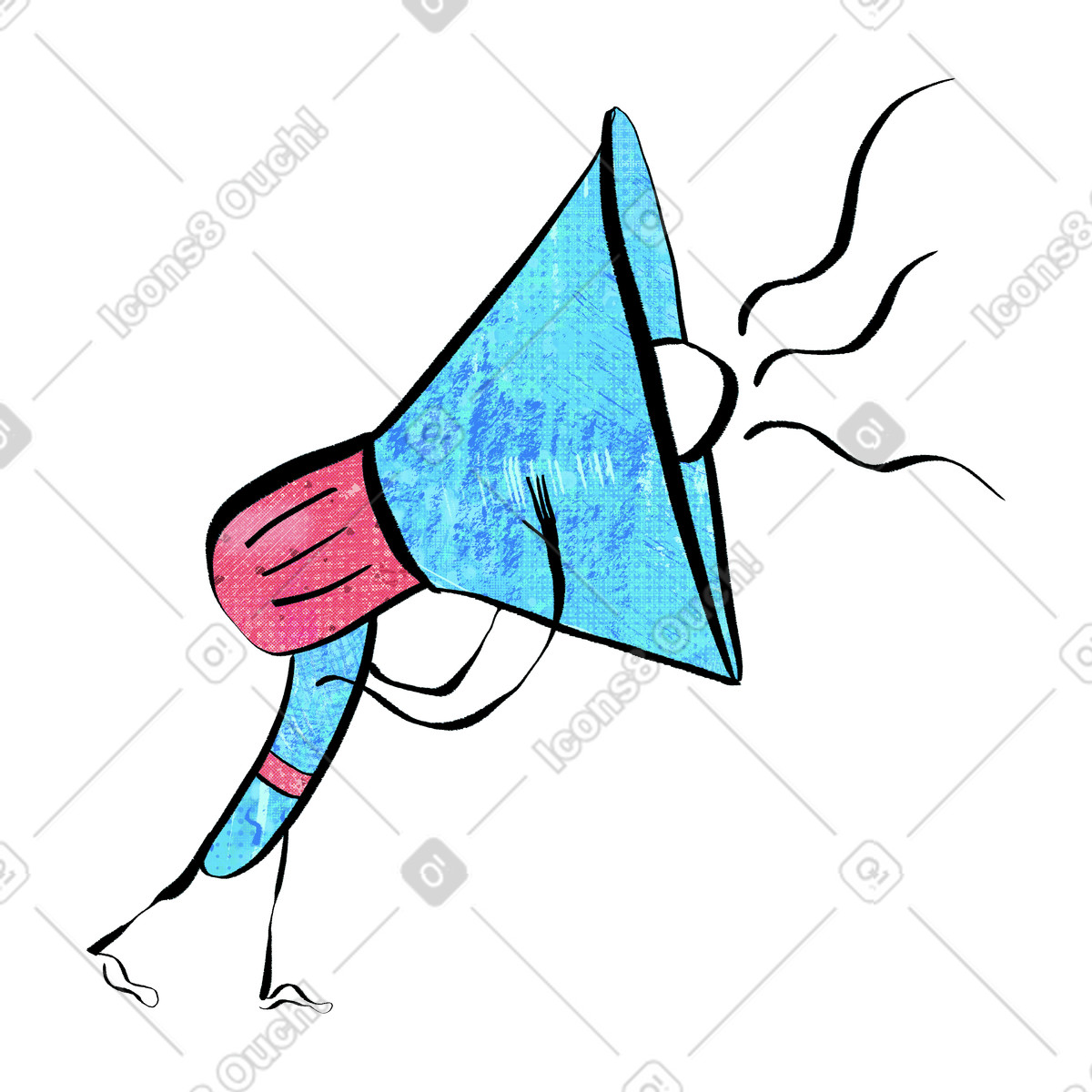 Illustration Mégaphone diffusant des informations dans le style Doobry à télécharger aux formats PNG, SVG