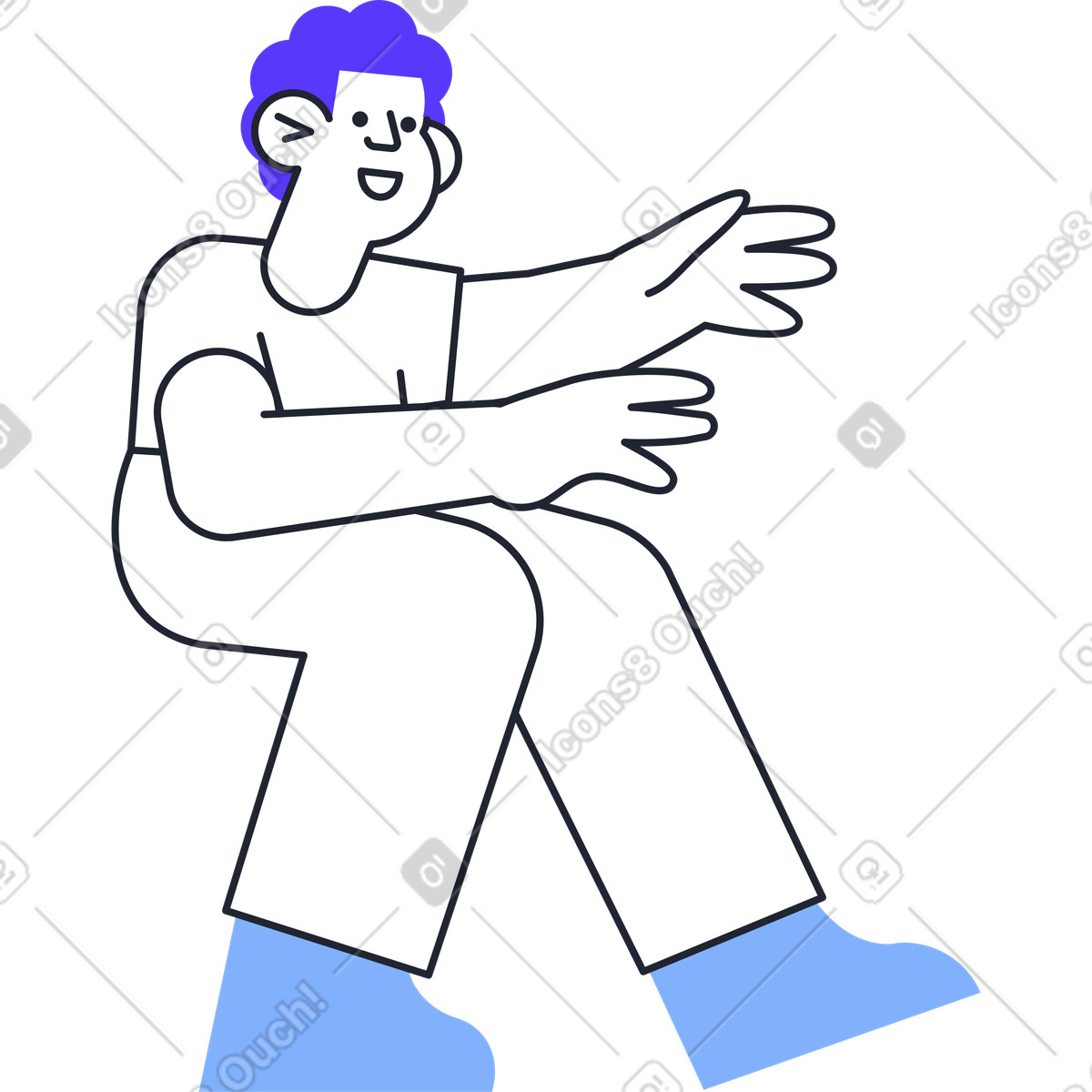 下载 Pablita 风格的 Man stretching out his hands 插画，支持 PNG、SVG 格式