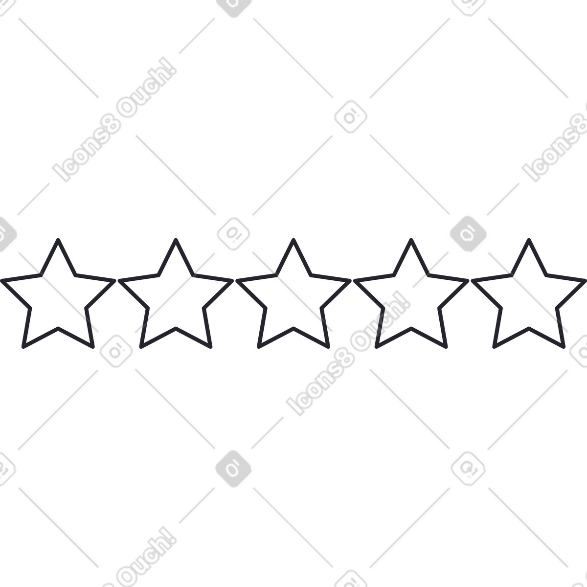 Grapy スタイルの 5 つの白い線形星 のイラストをPNG、SVG形式でダウンロード