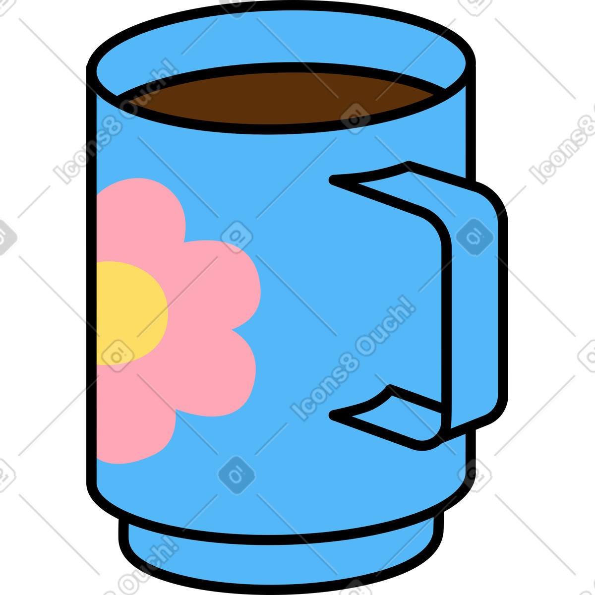 Mug illustration in Kindy style download in PNG, SVG