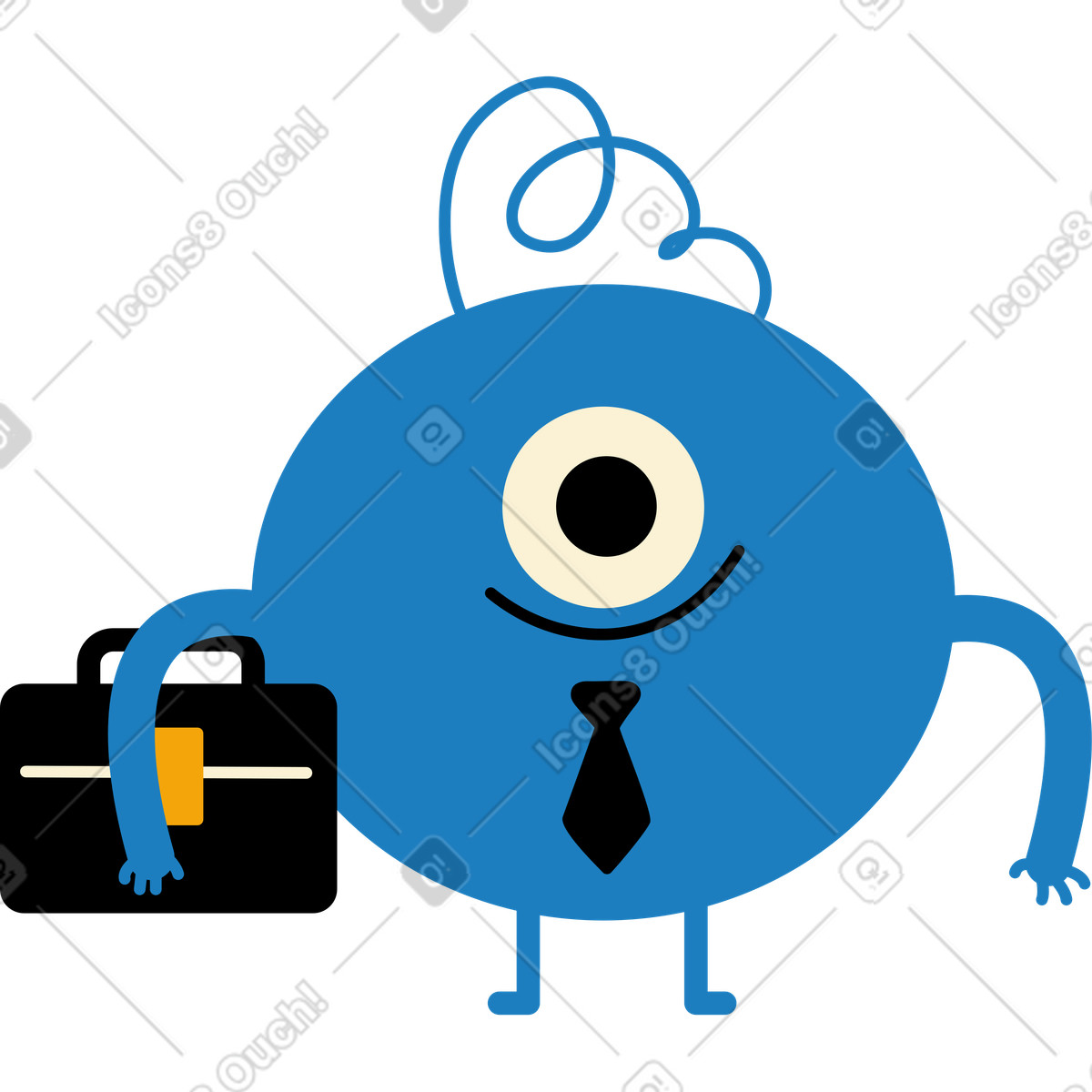 Blue character with one-eyed illustration in Jelly style download in PNG, SVG