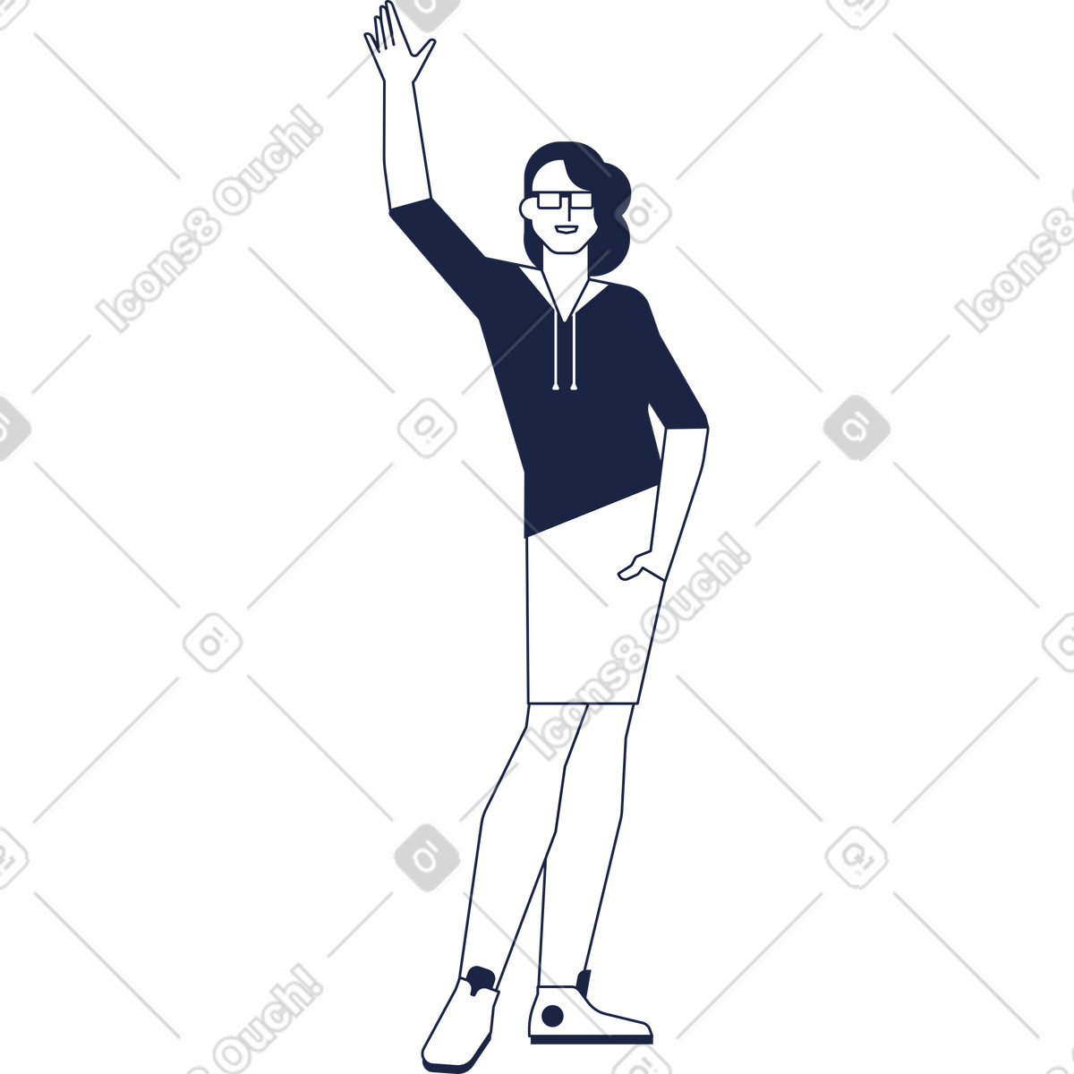 Illustration Woman welcomes line dans le style Urban à télécharger aux formats PNG, SVG