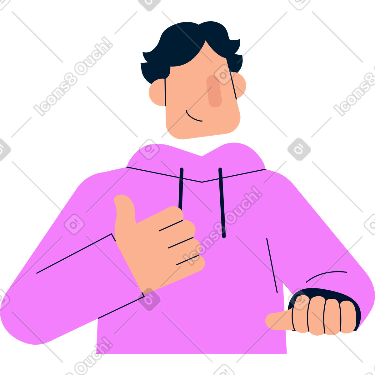 Ilustração de Jovem mostrando os polegares para cima em no estilo Cubes baixar em PNG, SVG