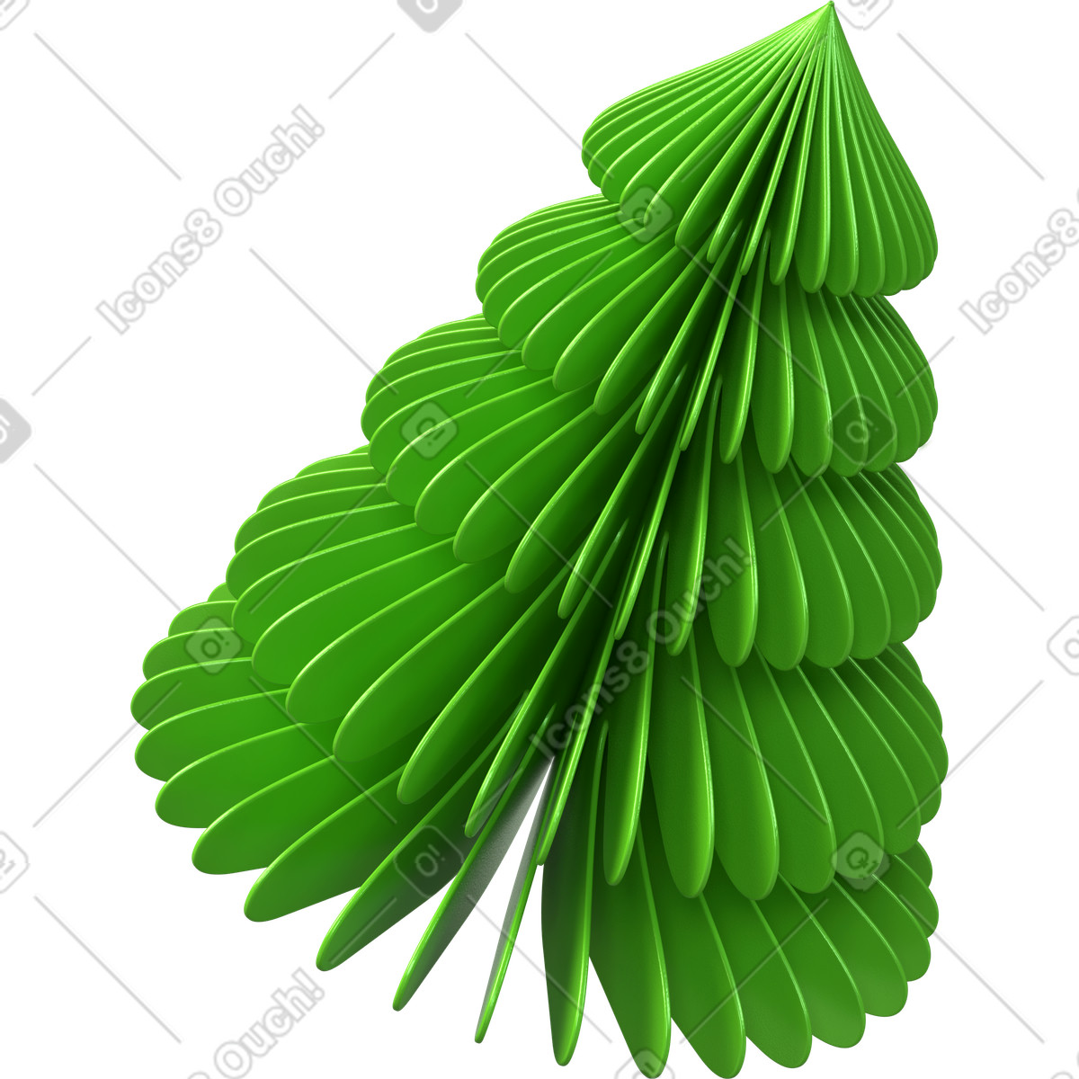 3D Boost スタイルの クリスマスツリー、折り紙スタイル、お祝いの装飾 のイラストをPNG、SVG形式でダウンロード