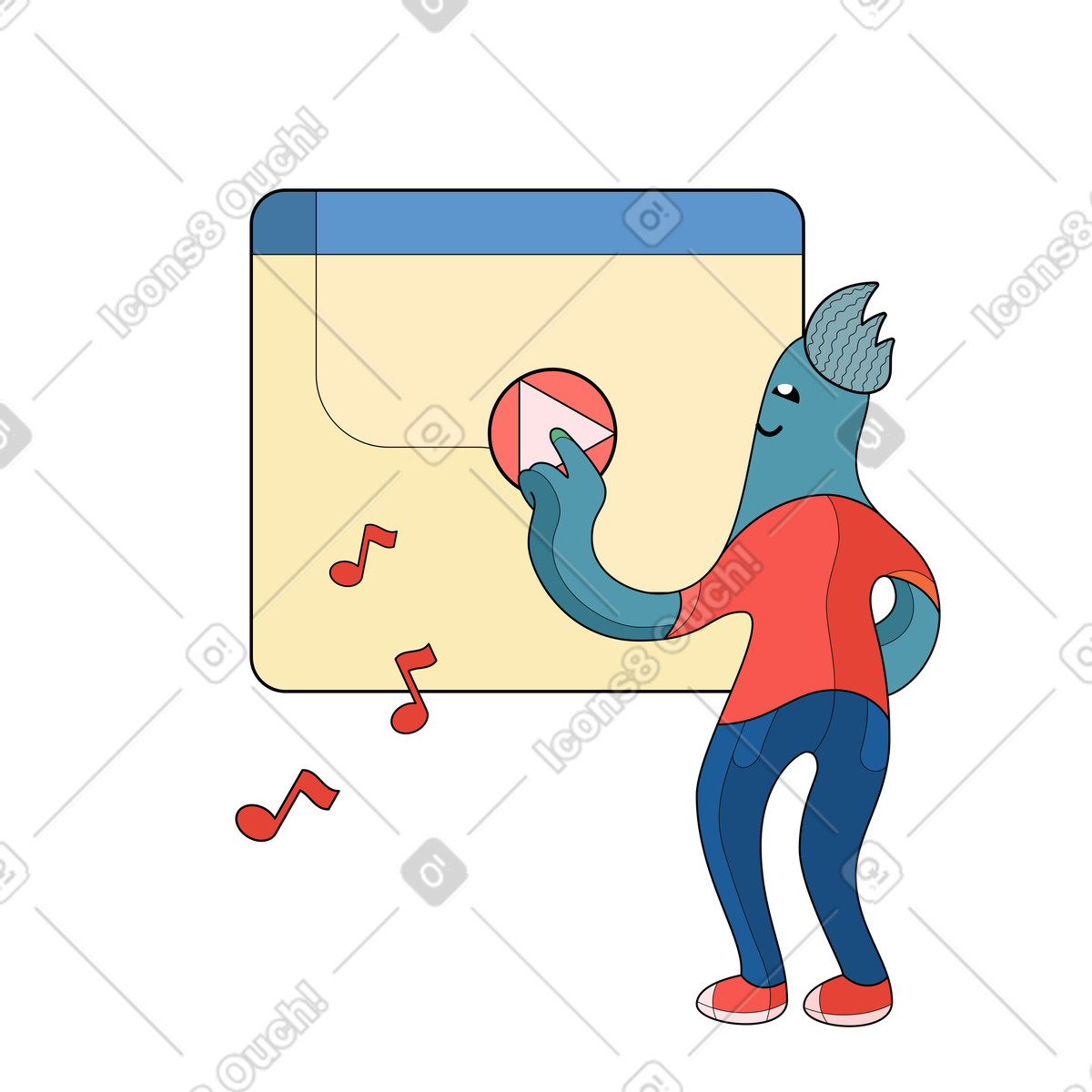 Ilustração de Toque em no estilo Surr para baixar em PNG, SVG