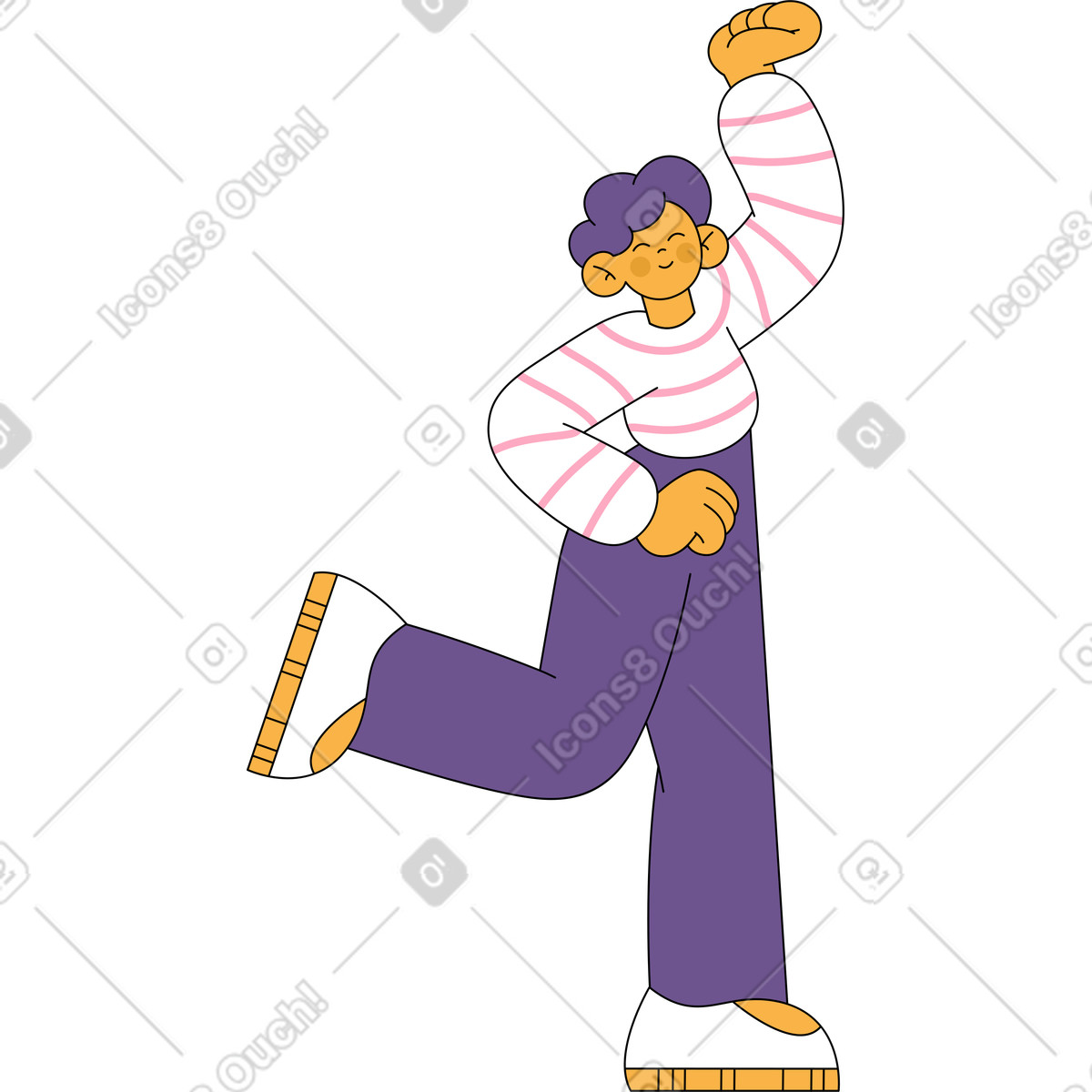 L'uomo felice cammina illustrazione in stile Bloom scarica in PNG, SVG