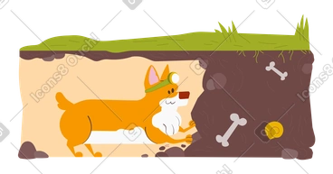 Un chien qui cherche des os sous terre PNG, SVG