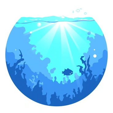 The view from beneath the surface as sunlight filters through the water