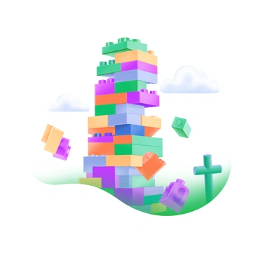 A creative tower built from colorful LEGO bricks