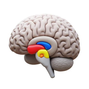 An anatomical cross-section of a human skull showing the brain and sinuses