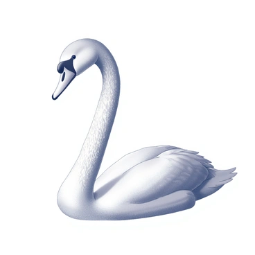 A close-up portrait of a swan. The swan's head is turned slightly to the side, showcasing its long neck and elegant features. Its beak is prominently displayed, with a smooth texture. The feathers of the swan are depicted in intricate detail, with fine strokes illustrating the delicate arrangement and layering. The background is soft and unobtrusive, allowing the swan's silhouette to stand out against it.