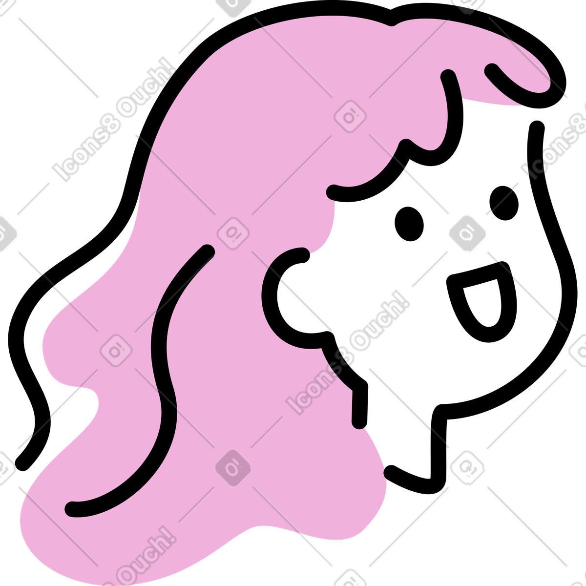 Ilustración Hermosa cabeza de mujer en estilo Mochi a descargar en PNG y SVG