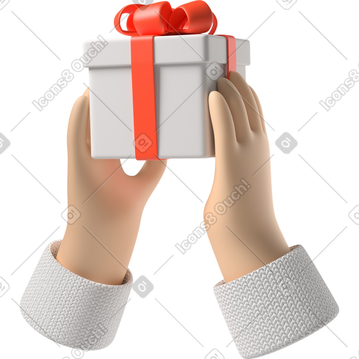 Hände mit blasser haut, die eine geschenkbox halten-Illustration im 3D Hands Fun&Wild-Stil als Download in PNG, SVG