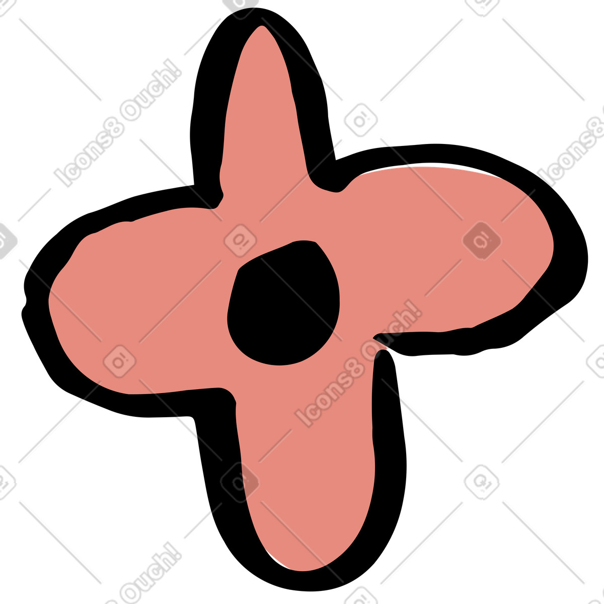 Scandi スタイルの Coral flower with four petals のイラストをPNG、SVG形式でダウンロード
