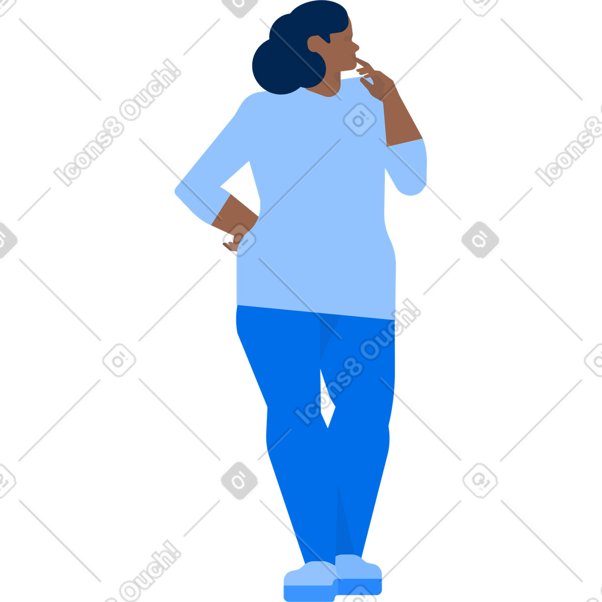 Ilustración Woman stands and thinks en estilo Urban a descargar en PNG y SVG