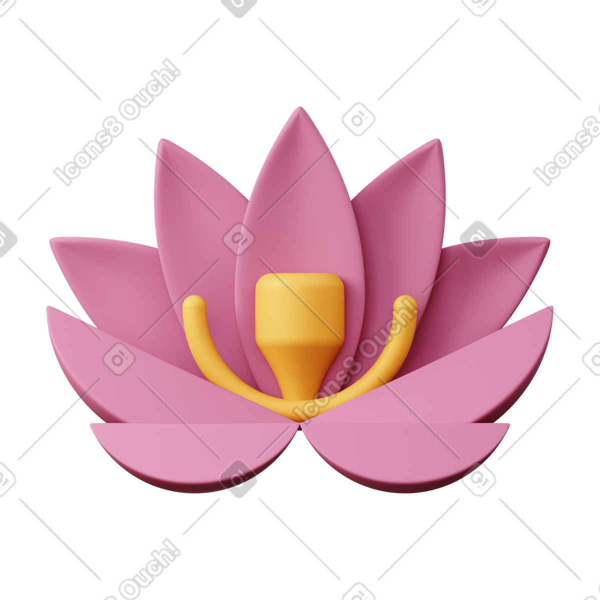 Rosa lotusblume-Illustration im 3D Sugary-Stil als Download in PNG, SVG