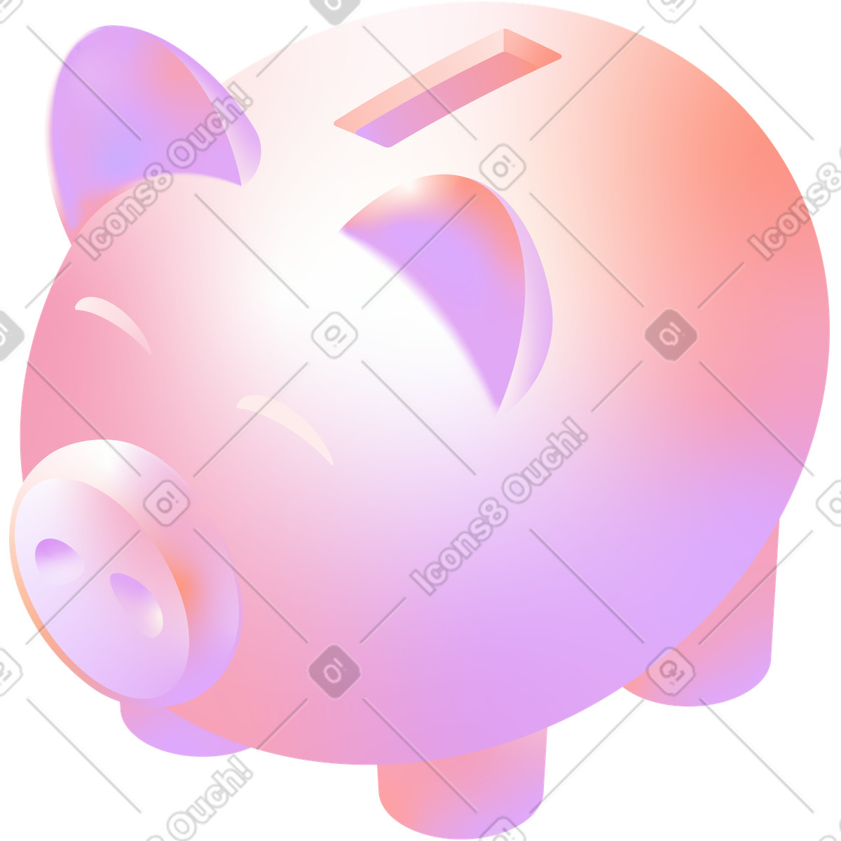 Piggy bank illustration in Glare style download in PNG, SVG