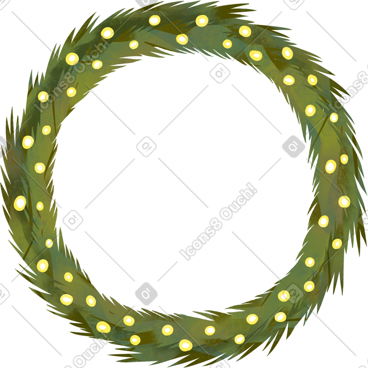 Corona di natale rotonda con luci illustrazione in stile Fabulous scarica in PNG, SVG