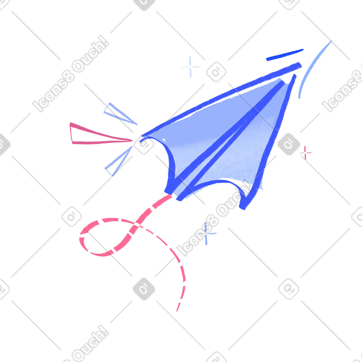 Paper plane with dotted line illustration in PNG, SVG