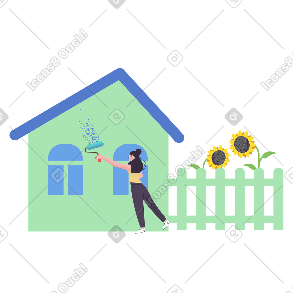 House renovation illustration in Pale style download in PNG, SVG
