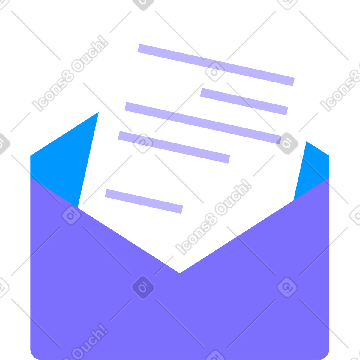 Worky 스타일의 안에 편지가 있는 열린 봉투 일러스트레이션 PNG, SVG 다운로드