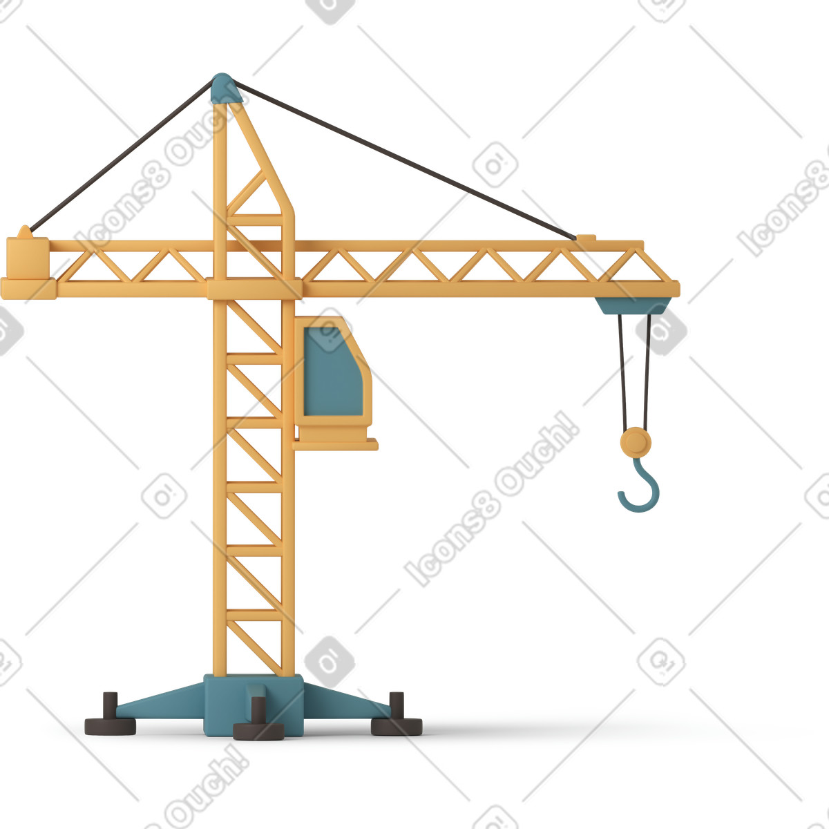 Tower crane illustration in PNG, SVG