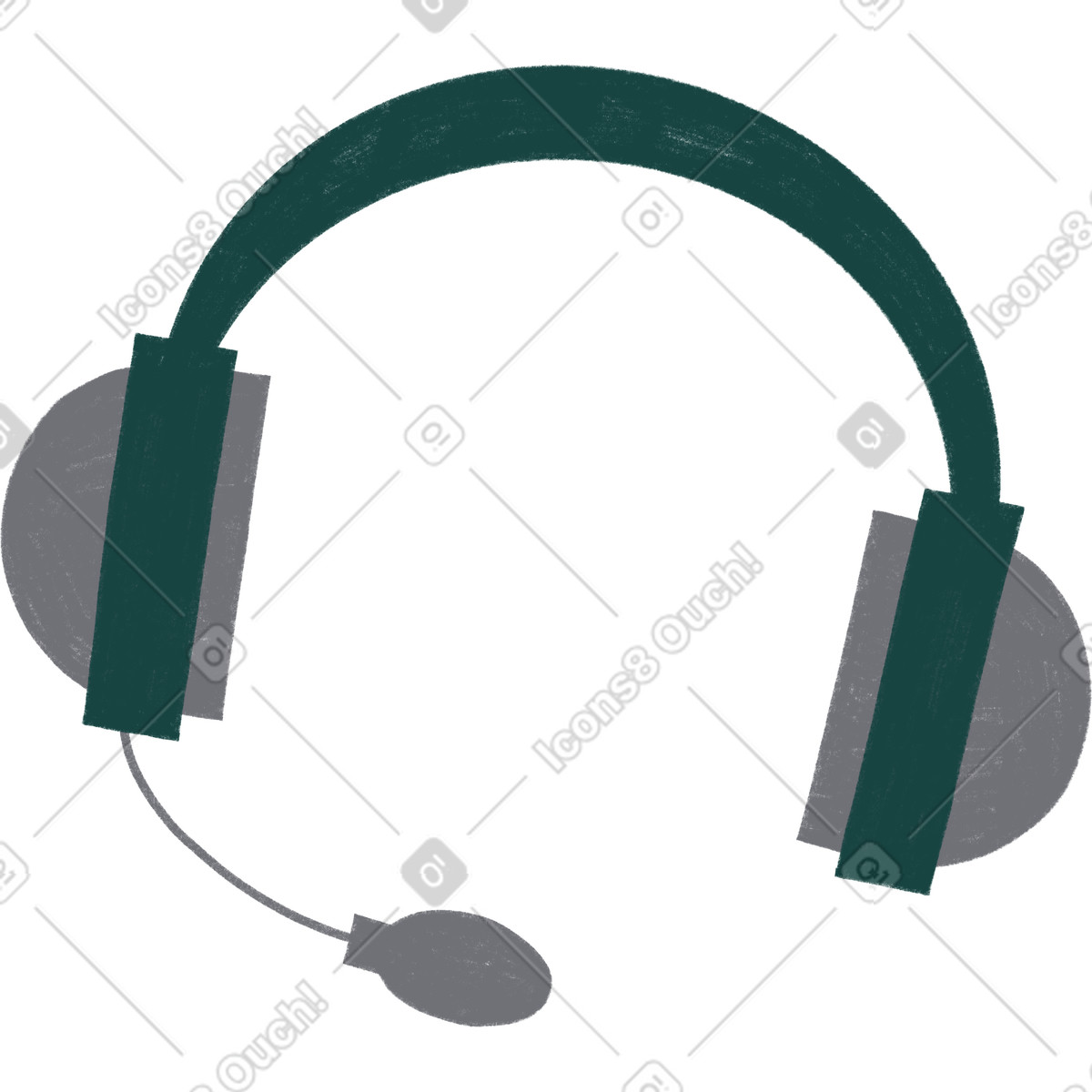 下载 Tutti 风格的 Headphones with microphone 插画，支持 PNG、SVG 格式