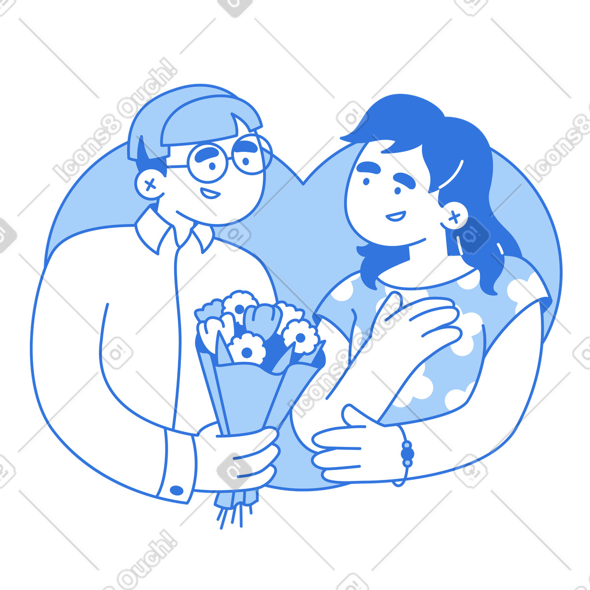 Valentine's Day celebration, Relationship and gratitude-Illustration im Sky-Stil als Download in PNG, SVG