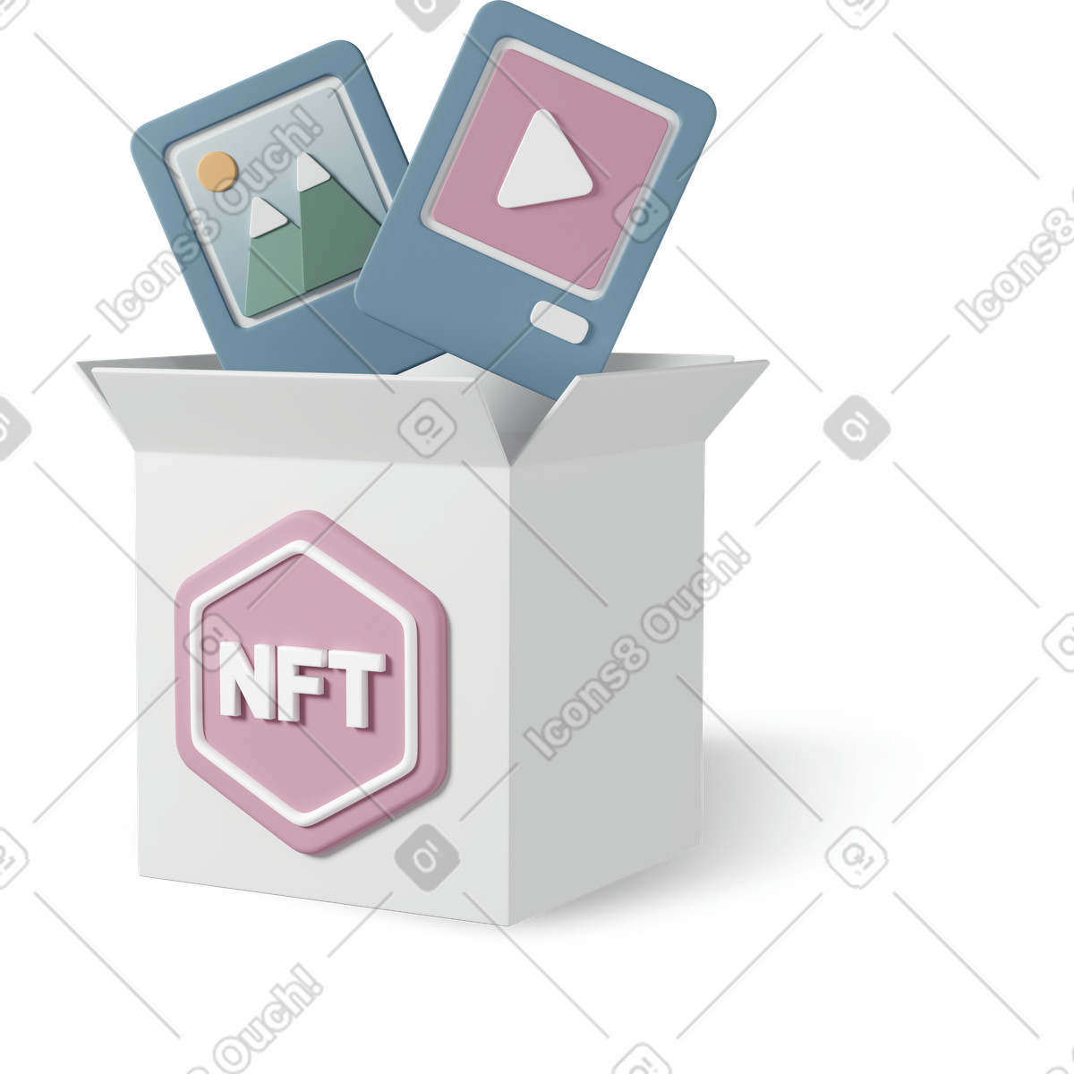 3D Casual life スタイルの Nft drop box のイラストをPNG、SVG形式でダウンロード