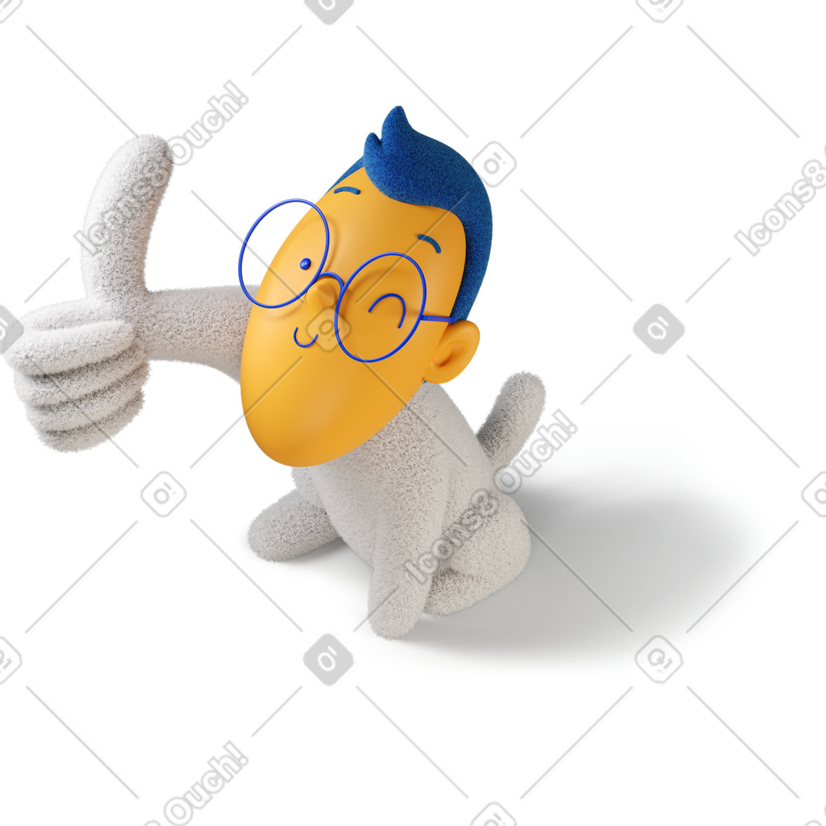 Ilustração de Vista superior um menino piscando mostrando o polegar para cima virou à esquerda em no estilo 3D Buddy baixar em PNG, SVG
