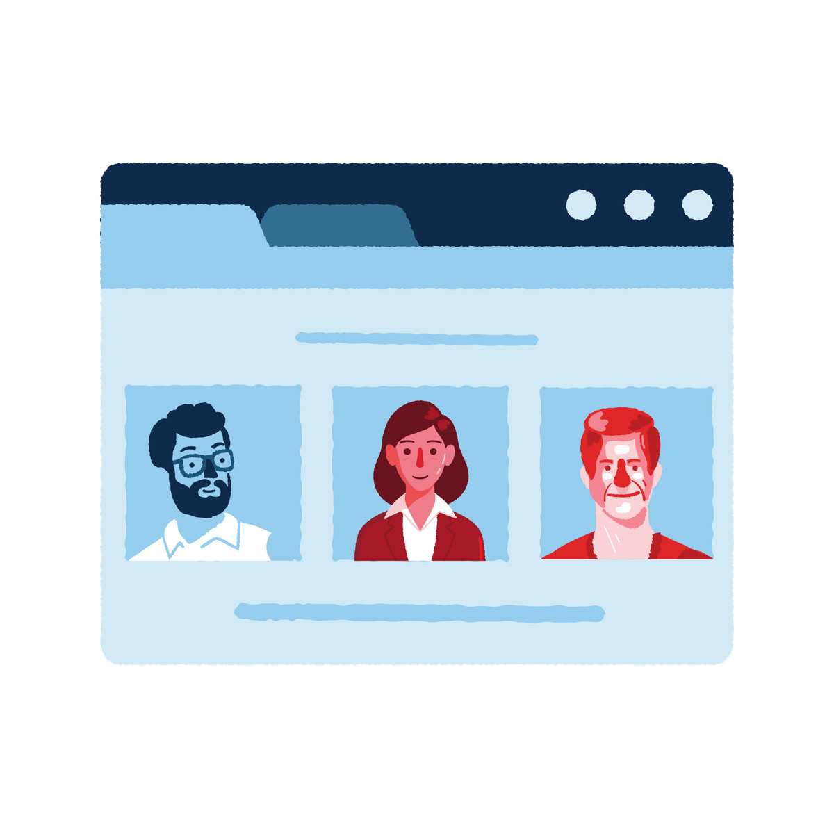 Group video call interface, Online collaboration for remote teams illustration in Cherry style download in PNG, SVG