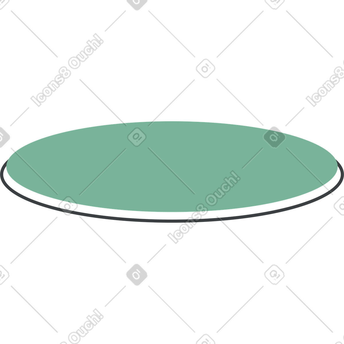Ovale verde con contorno nero illustrazione in stile Kiddo scarica in PNG, SVG