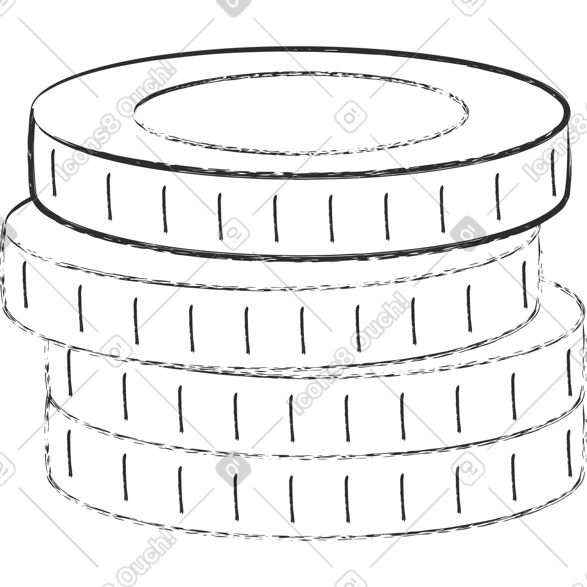 Graphite スタイルの コインの山 のイラストをPNG、SVG形式でダウンロード