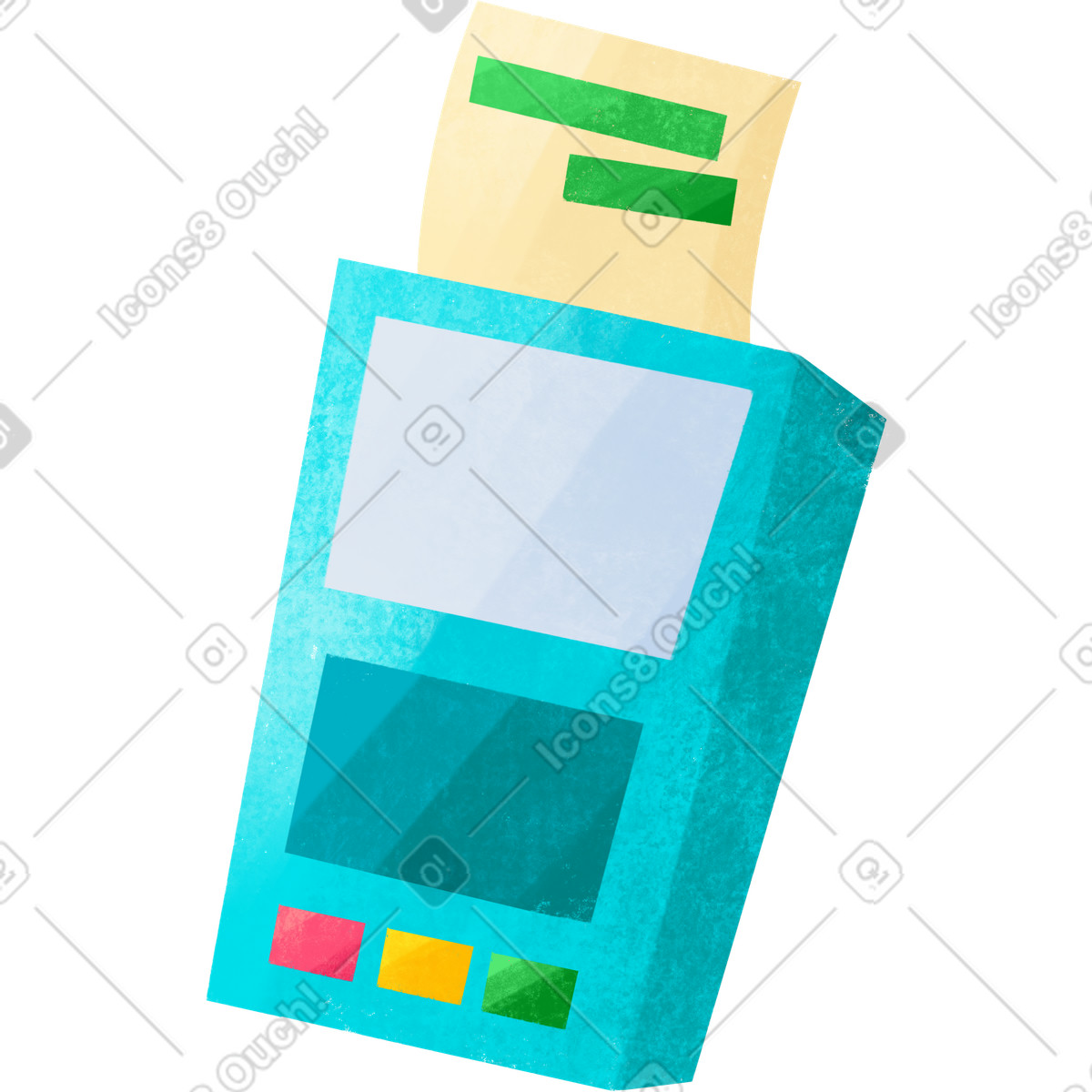 Ilustración Terminal pos de pago con tarjeta recibo en estilo Bonbon a descargar en PNG y SVG