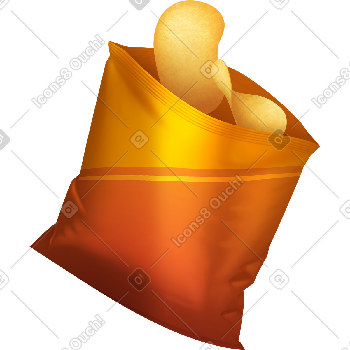 Bag of chips illustration featuring potato clipart for fun designs and graphics