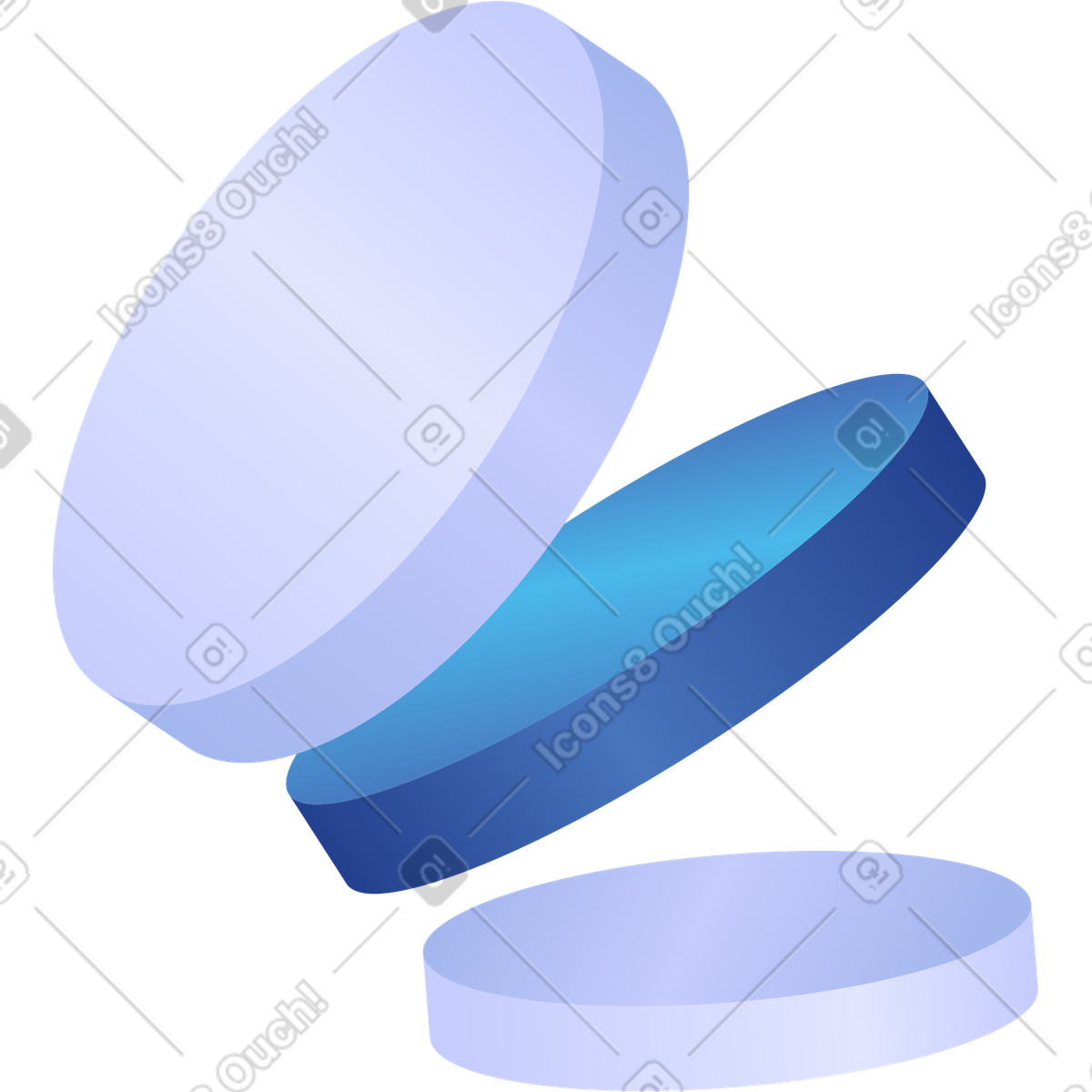 Floating stack of blue and violet coins illustration in Quantum style download in PNG, SVG
