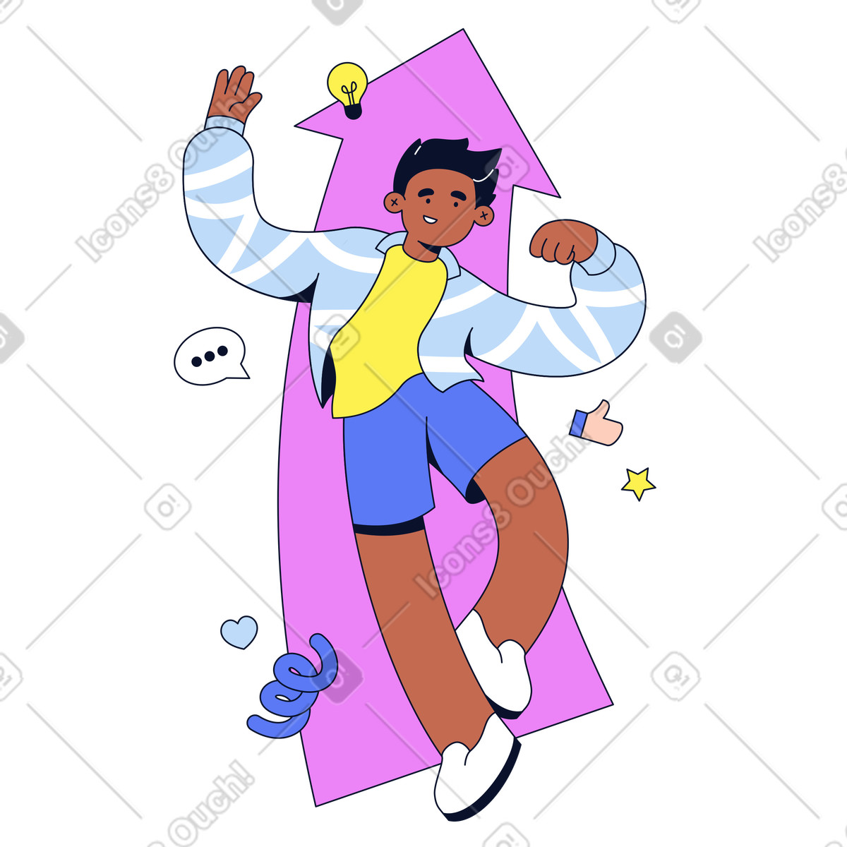 Self improvement and empowerment, Personal growth development illustration in Flexy style download in PNG, SVG