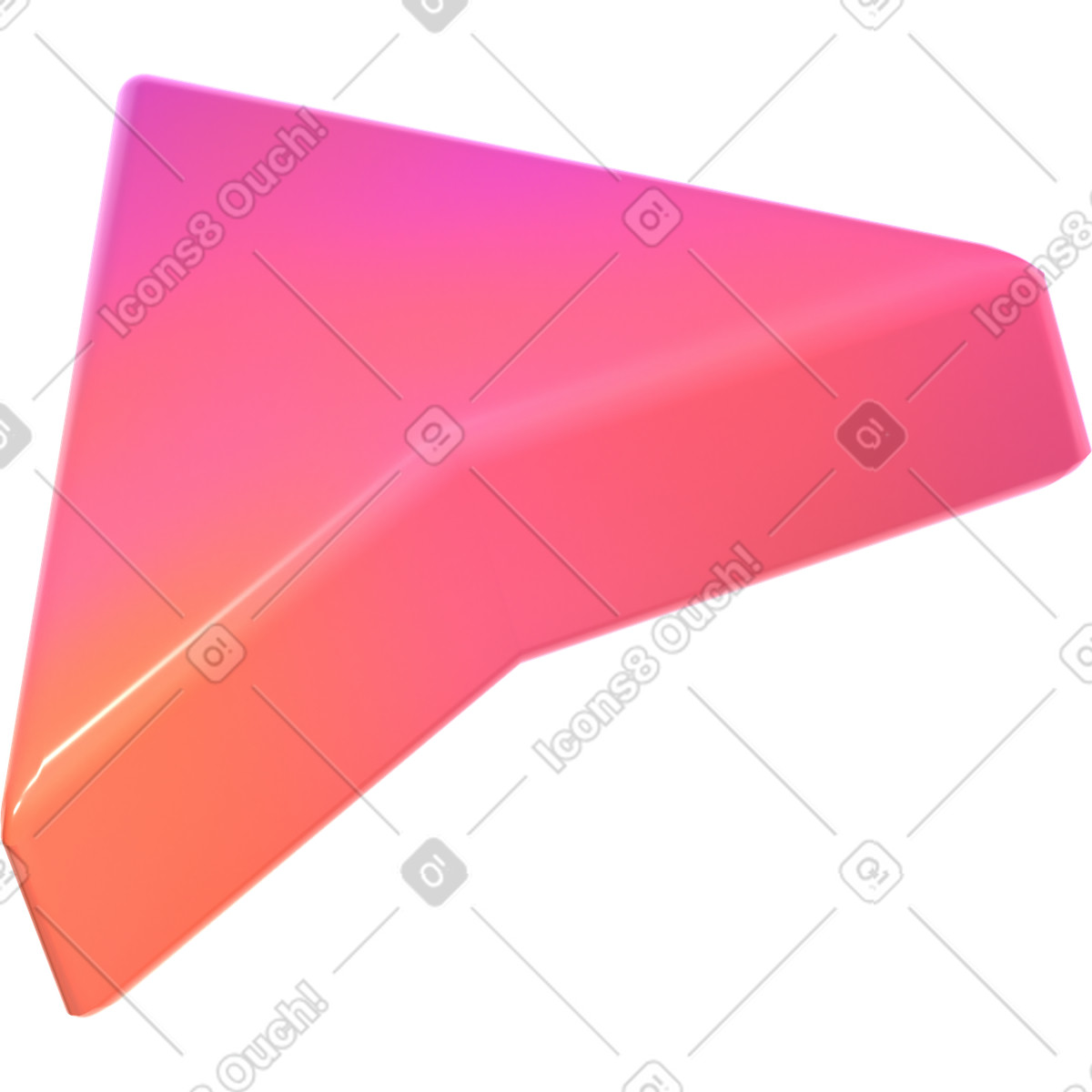 Illustration Curseur flèche rose dans le style 3D Glassy à télécharger aux formats PNG, SVG