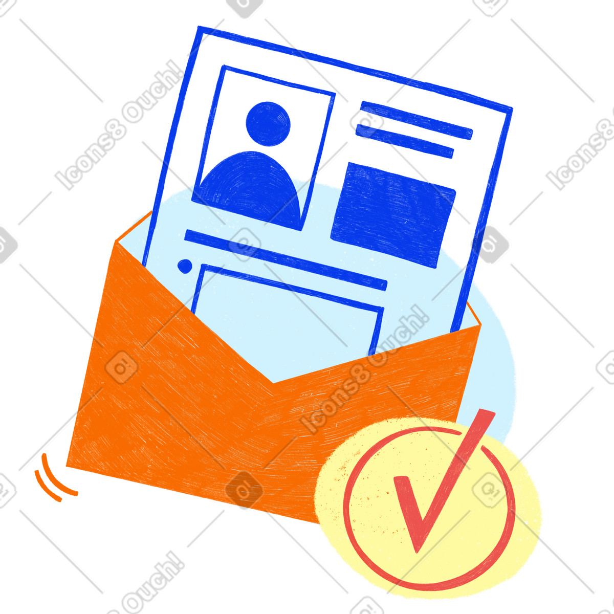 Viewing a resume letter-Illustration im Biro-Stil als Download in PNG, SVG