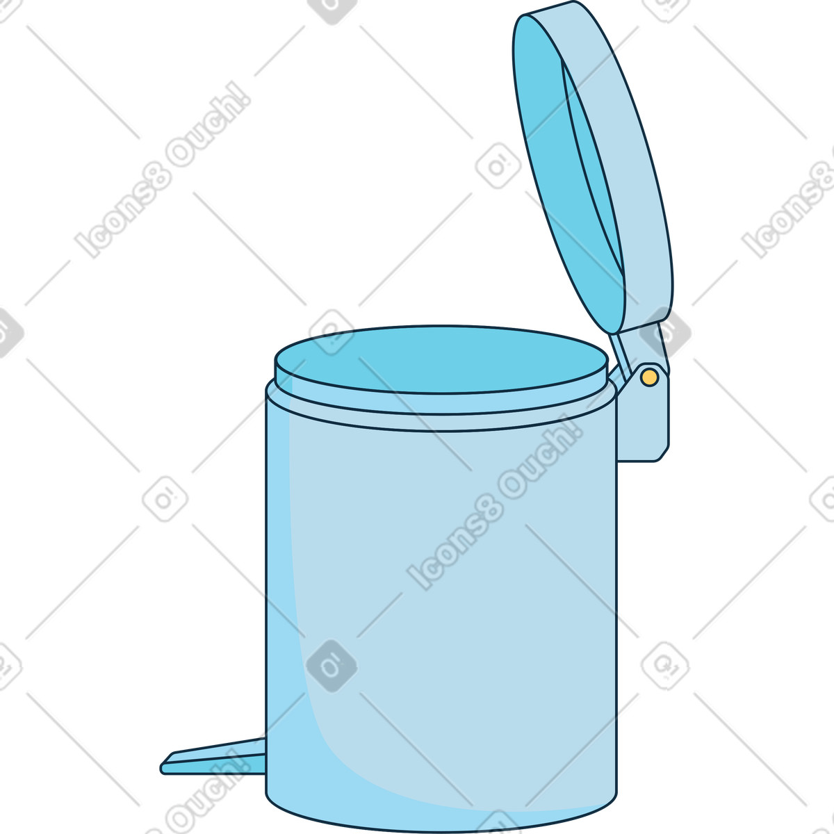 下载 Bubble gum 风格的 带铰链盖的垃圾桶 插画，支持 PNG、SVG 格式