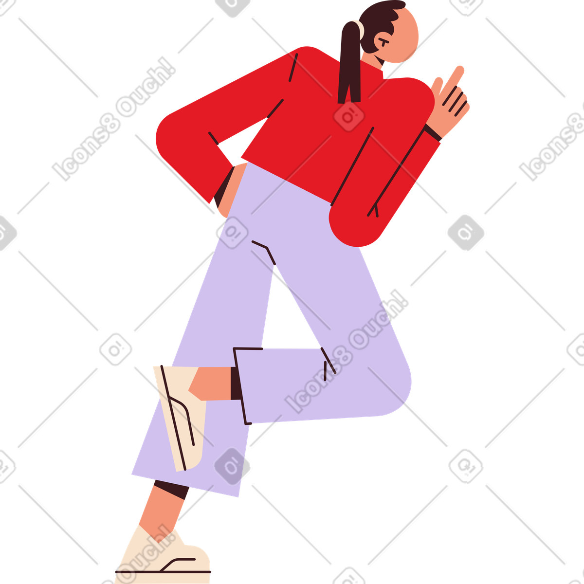 Ilustración Chica de atrás dobló una pierna en estilo Folks a descargar en PNG y SVG