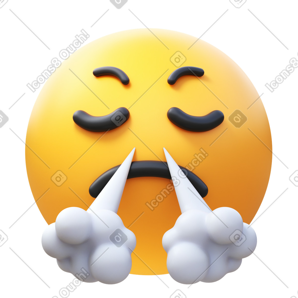 3D Fluency 스타일의 Face with steam from nose 일러스트레이션 PNG, SVG 다운로드