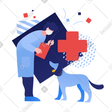 Animal doctor and dog in a veterinary clinic PNG, SVG