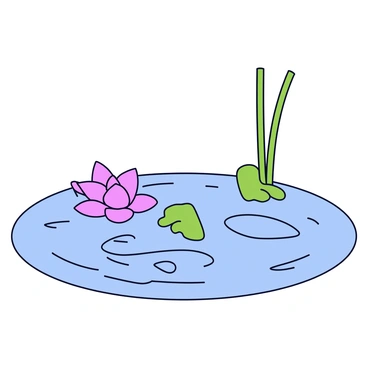 A tranquil Zen garden with smooth, raked gravel forming patterns. In the center of the garden is a single blooming lotus flower with soft pink petals. Surrounding the lotus are a few small, flat stones placed neatly and some green moss peeking through the gravel. In the background, there are minimalistic bamboo stalks rising gently.