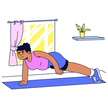 A person performing pike push-ups on a yoga mat. The individual is focused, with a determined expression, wearing a fitted tank top and athletic shorts. Sunlight streams through an open window, casting warm light across the room. The walls are painted a soft, light color, and there are minimal decorations, creating a calm atmosphere. A small indoor plant sits on a nearby shelf, adding a touch of greenery to the scene.