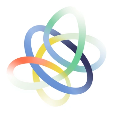 A series of colorful quadratic curves in varying shades of blue, green, and orange are intertwining in a complex pattern. The curves create a sense of motion as they twist and weave over one another. Each curve has a smooth, glossy finish that reflects light, enhancing the vibrant colors. The background features a subtle gradient that transitions from light grey at the top to white at the bottom, allowing the curves to stand out prominently. The arrangement of the curves forms a dynamic and engaging visual rhythm throughout the composition.