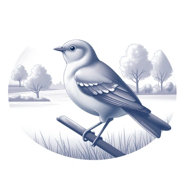 A bird perched on a branch in a park setting. The bird has intricately detailed feathers that are illustrated in a way that suggests they are bursting from the frame. Surrounding the bird are elements of the park, including a grassy area and distant trees. The scene is filled with various textures, emphasizing the natural habitat of the bird.