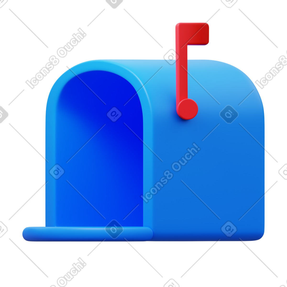 Mailbox opened flag up illustration in 3D Fluency style download in PNG, SVG