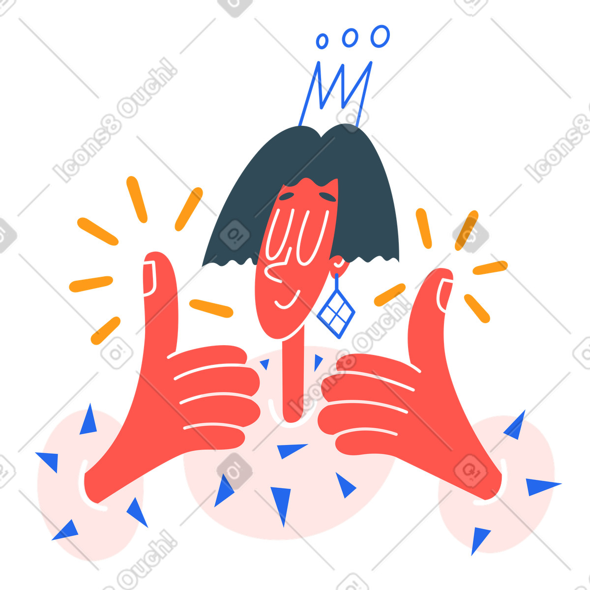 Person with a crown on their head showing thumbs up illustration in Kingdom style download in PNG, SVG